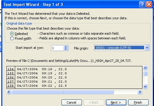 excel text import wizard default settings